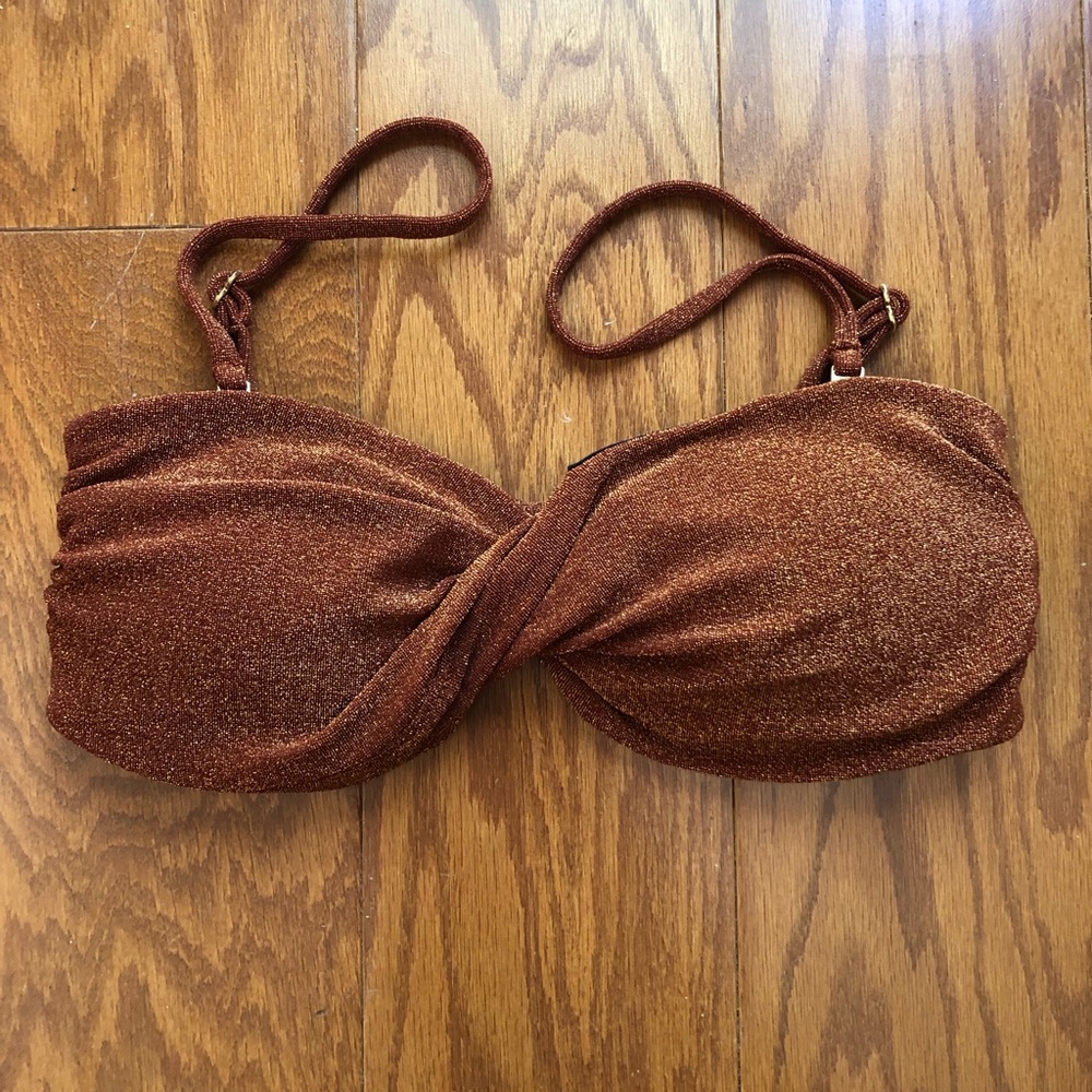 MINKPINK Kaia Twist Bandeau Bikini Top in Copper - Size M